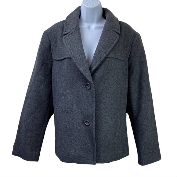 Talbots Wool Blend Pea Coat Gray Fully Lined Sz 18 - Picture 1 of 7
